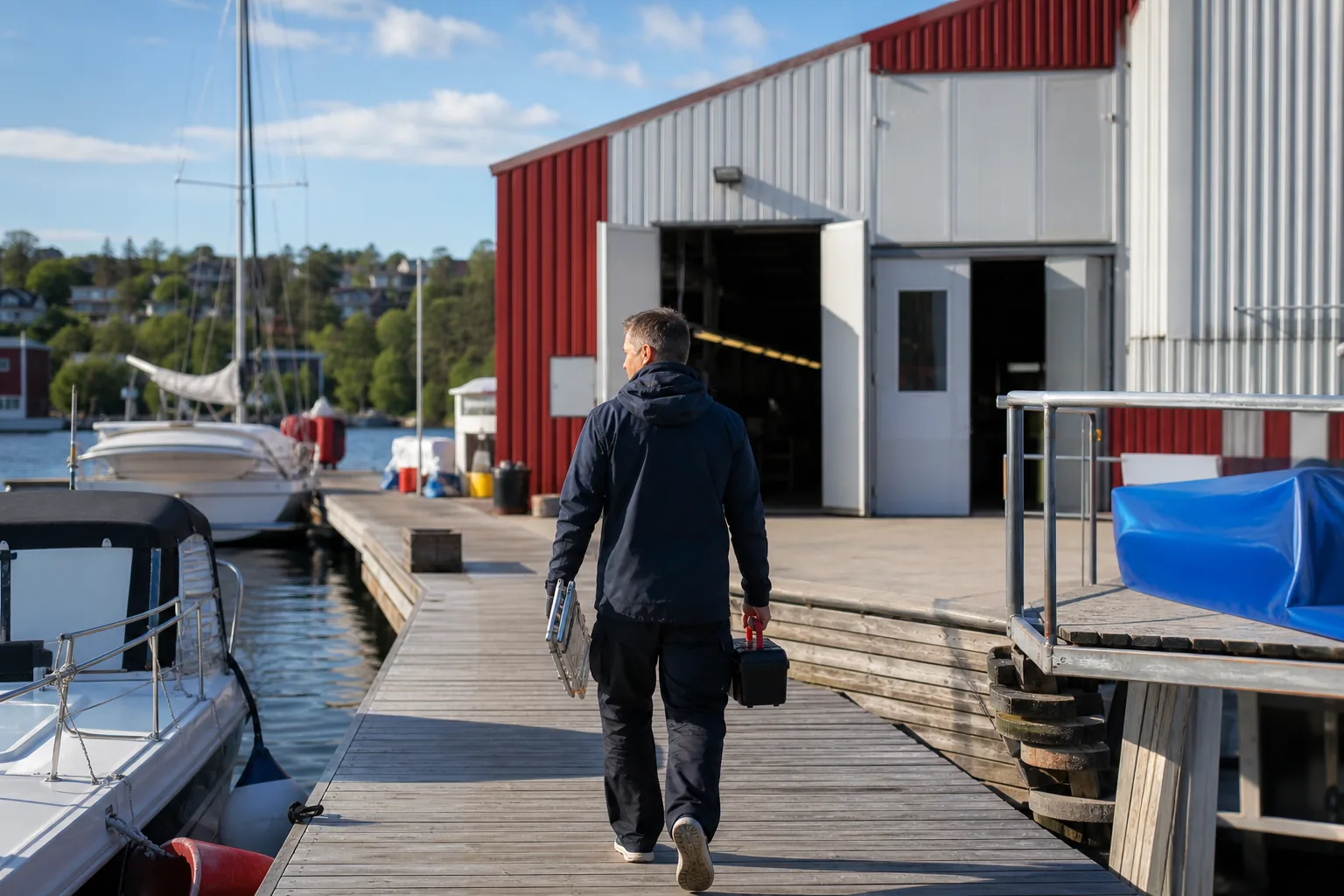 Båtägare på Lidingö planerar ett besök i en lokal marinbutik.